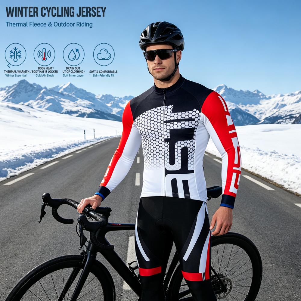 Cycling Gear Jersey - Winter Thermal Fleece Hot Wool Cycling